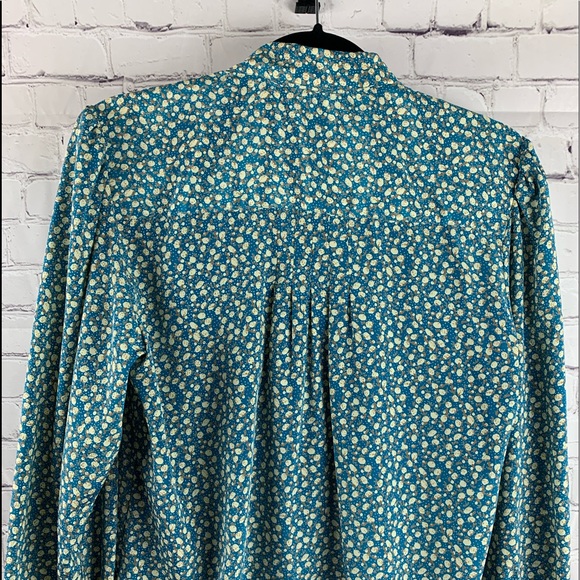 VINTAGE ALYSSA CARR Shirt Button-down with Blue Cotton Print - Picture 11 of 11